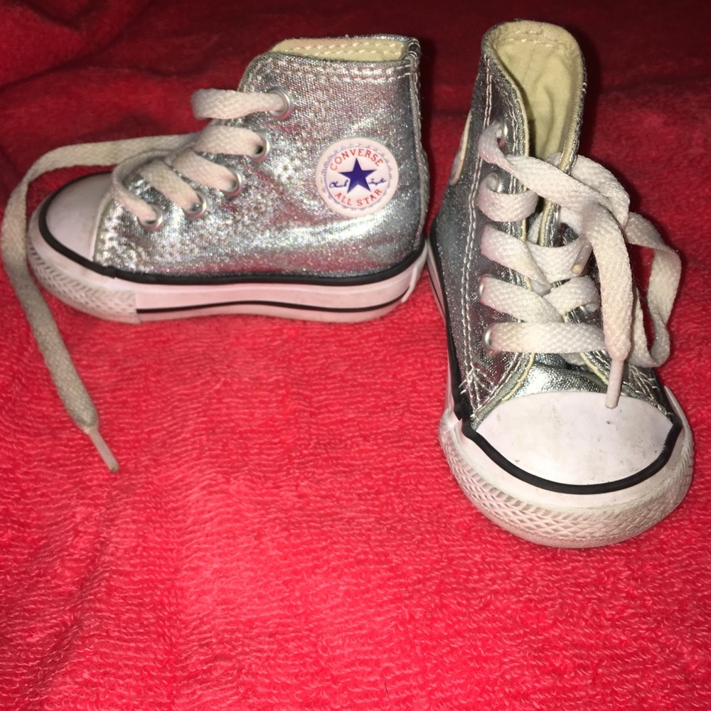Toddler converse size 3 metallic blue